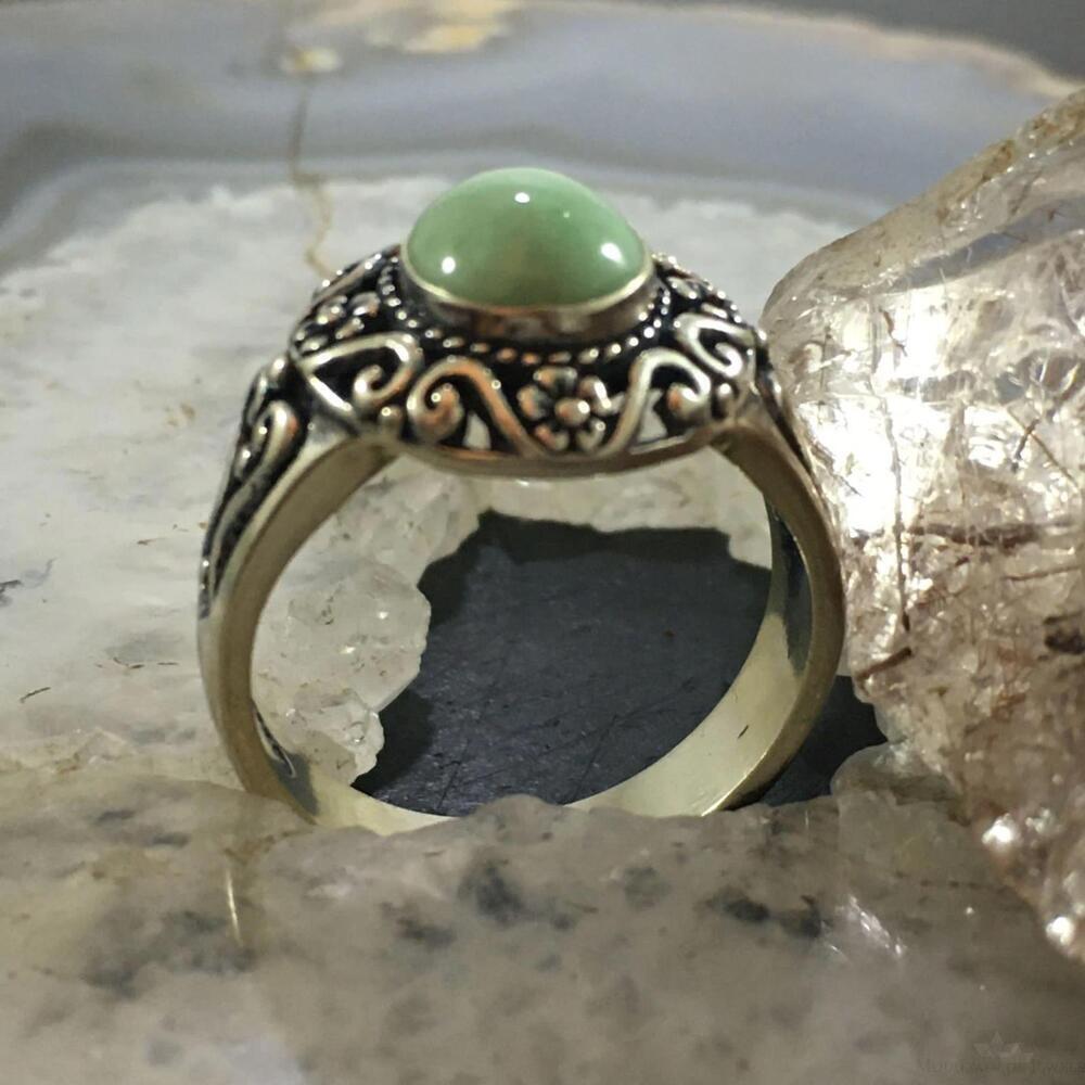 Carolyn Pollack Sterling Silver Oval Variscite Decorated Floral Ring For Women - Picture 5 of 10